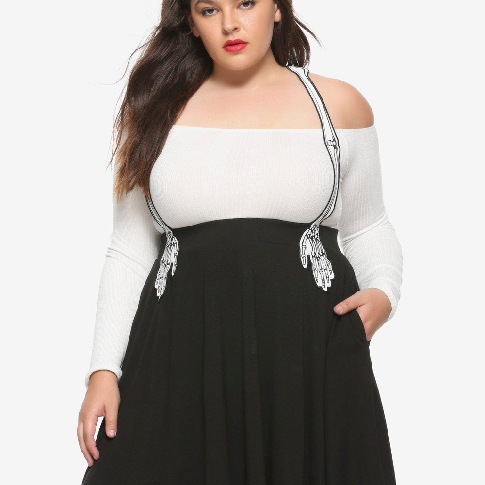 Black Skirt with Skeleton Hand Suspenders - Picture 3 of 5